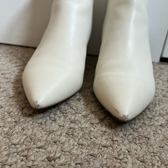 $298 J. Crew Ivory White Kitten-Heeled Ankle Boots Leather Heels size 6.5 - Picture 3 of 8